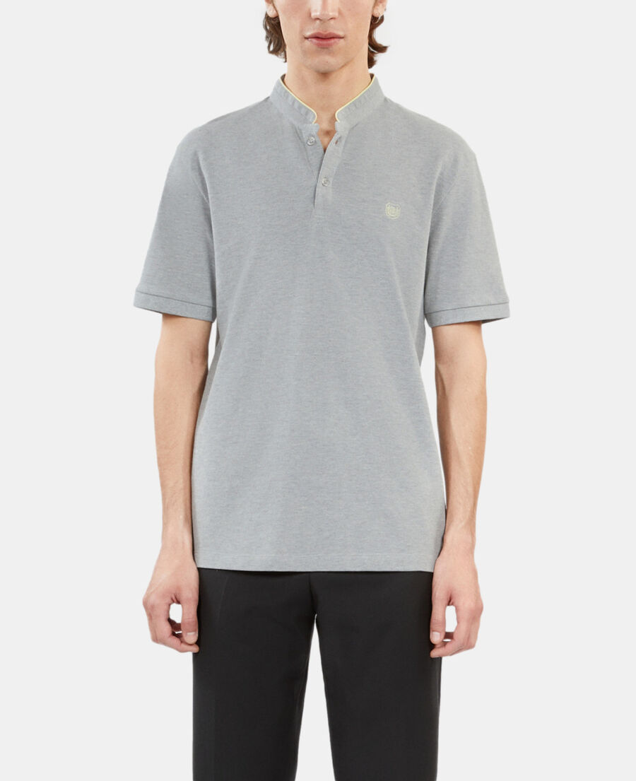 The Kooples HOMME GREY YELLOW polo en coton piqué gris