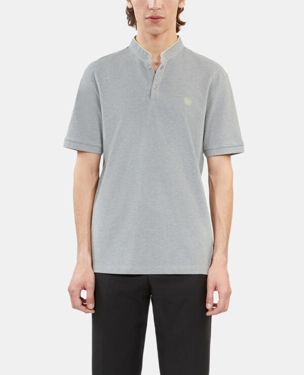 The Kooples HOMME GREY YELLOW polo en coton piqué gris