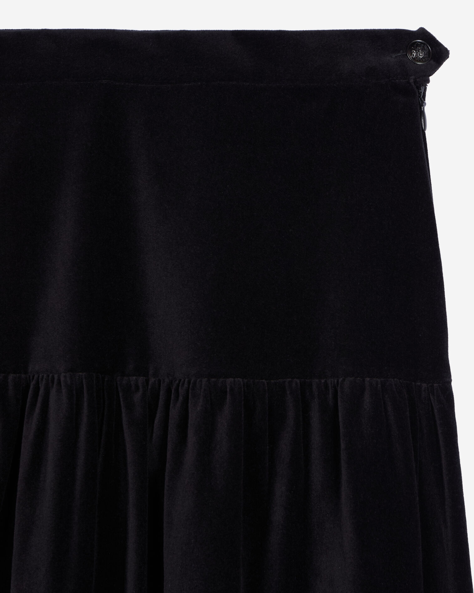Black velvet long skirt, BLACK, hi-res image number null