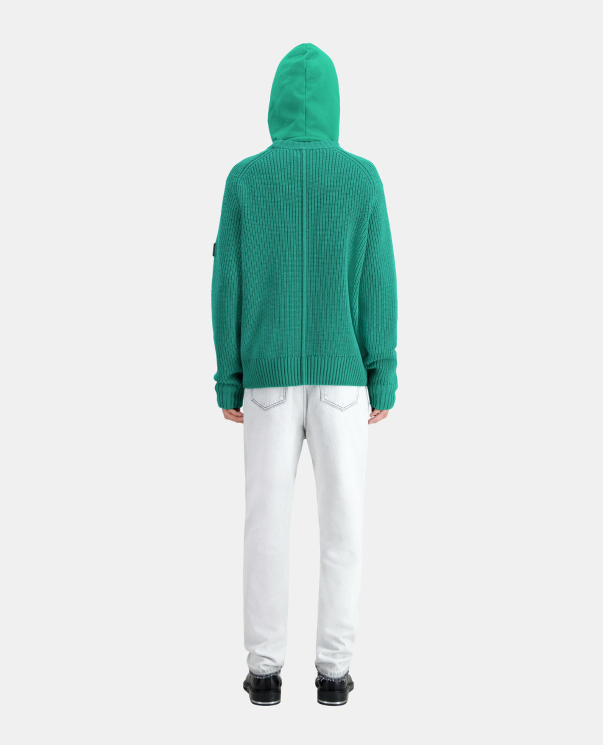 Green ribbed knit sweater, GREEN, hi-res image number null