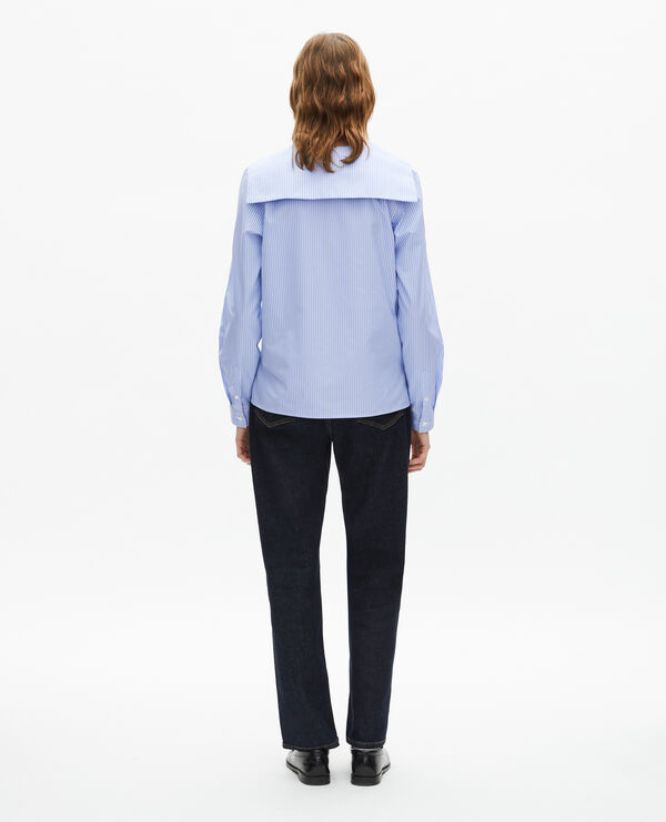 The Kooples FEMME BLUE WHITE chemise à rayures avec col vareuse bleue