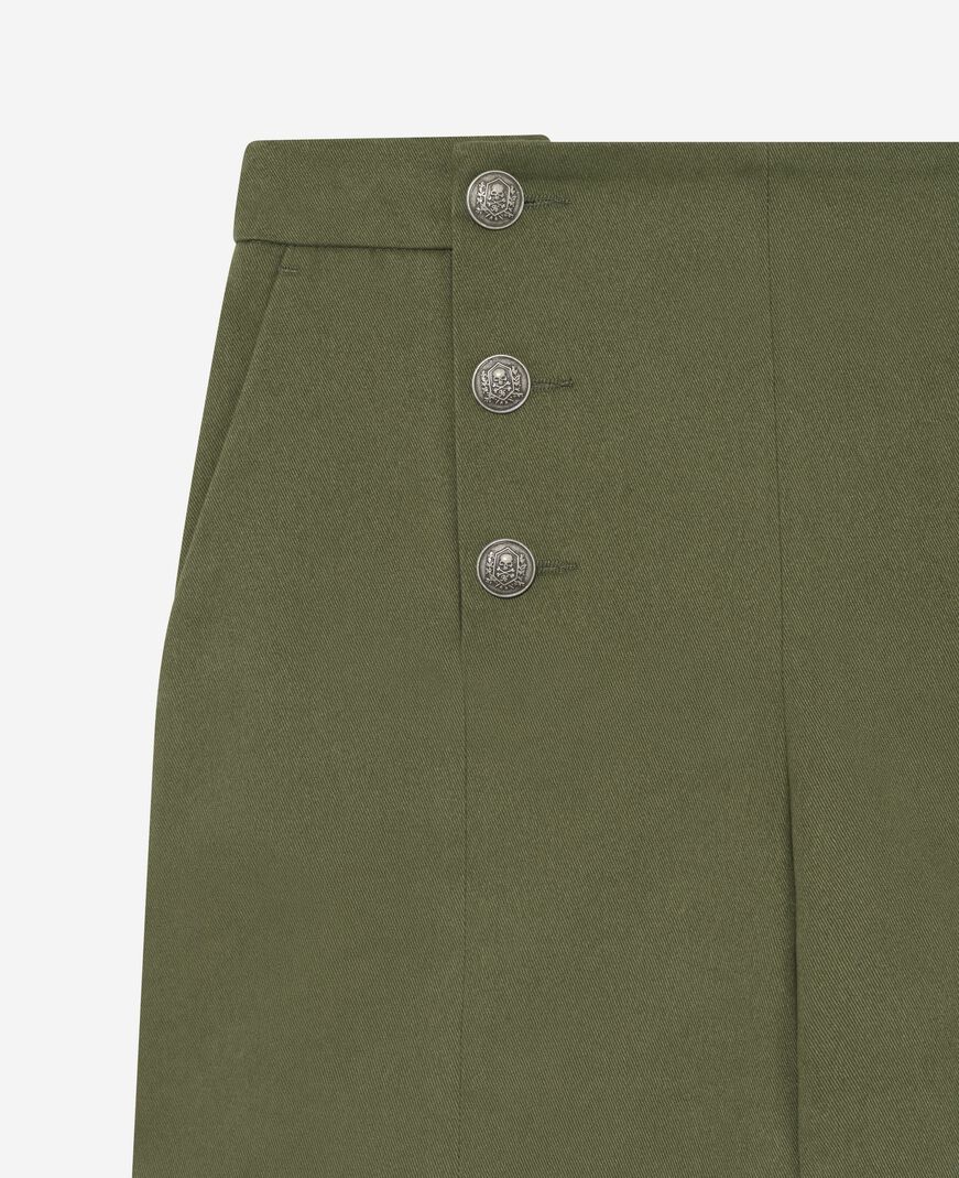 The Kooples WOMEN KAKI khaki double-breasted straight shorts