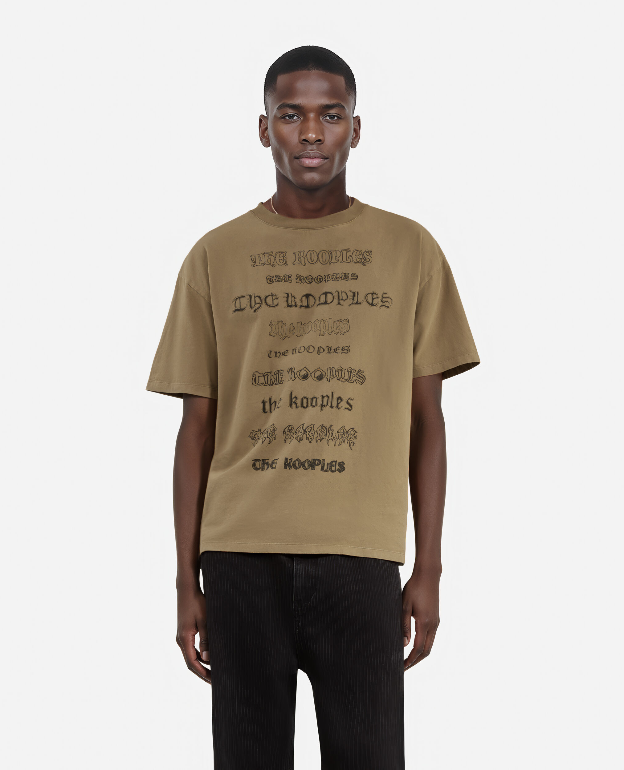 T-shirt à sérigraphie marron, LIGHT BROWN, hi-res image number null