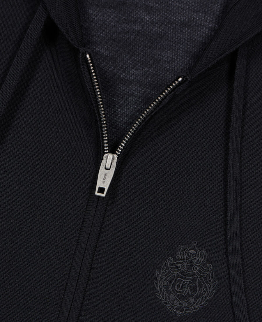 The Kooples MEN BLACK black wool hooded cardigan