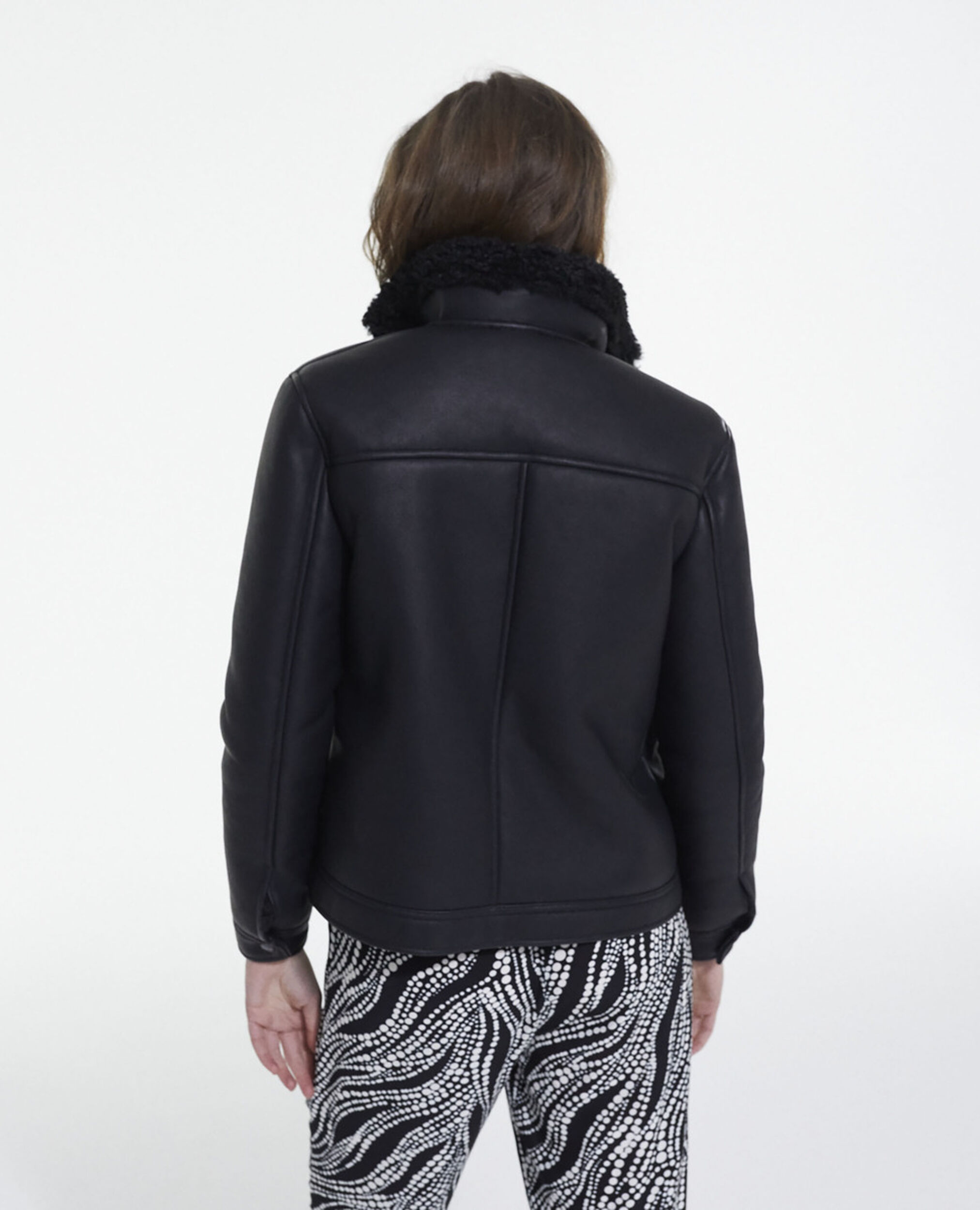 Black faux fur coat, BLACK, hi-res image number null