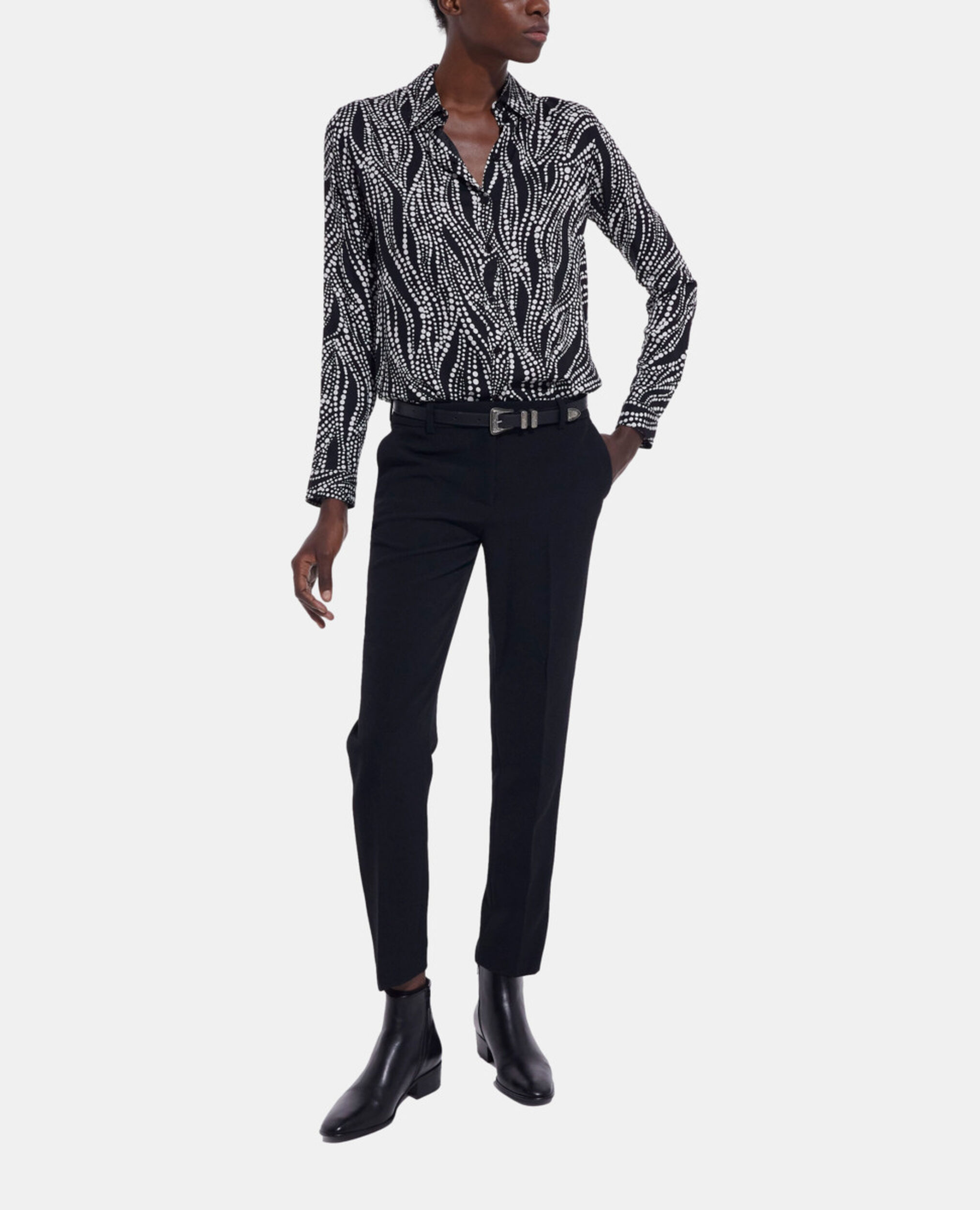 Printed shirt, BLACK WHITE, hi-res image number null