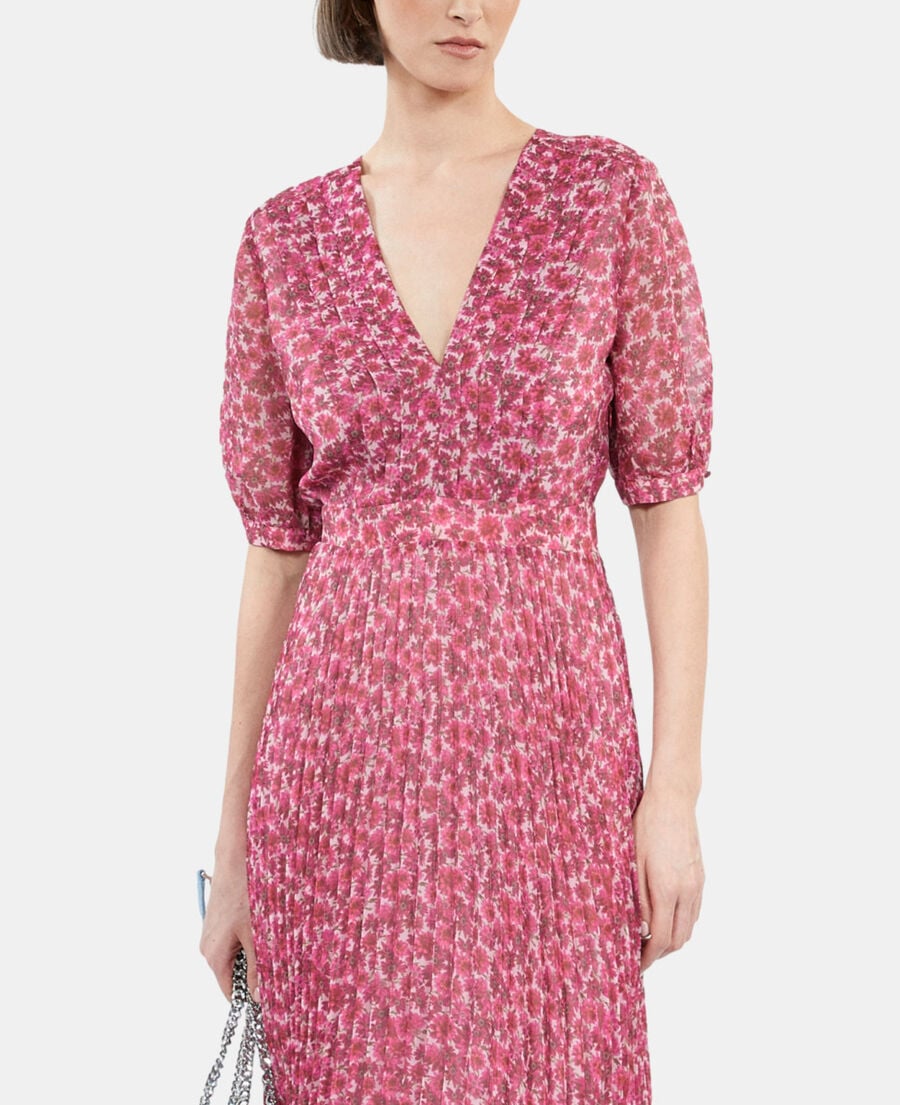 The Kooples WOMEN PINK printed pleated long dress