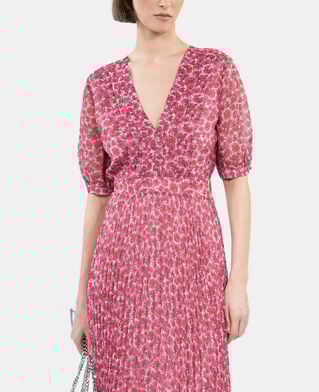 The Kooples WOMEN PINK printed pleated long dress