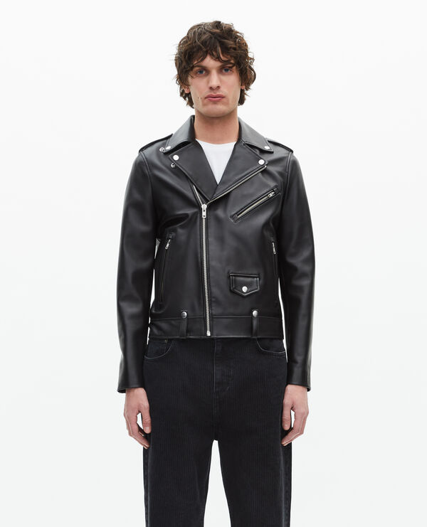 The Kooples MEN BLACK black leather biker jacket