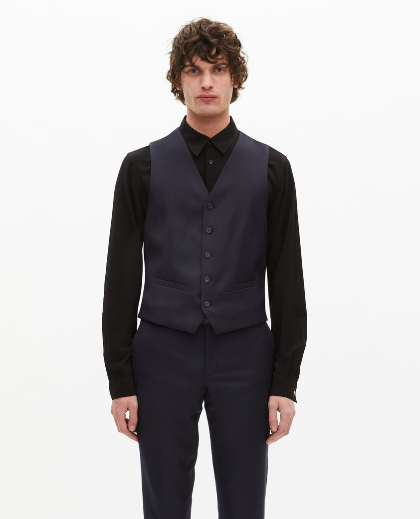 The Kooples HOMME DARK NAVY gilet de costume en laine bleu marine