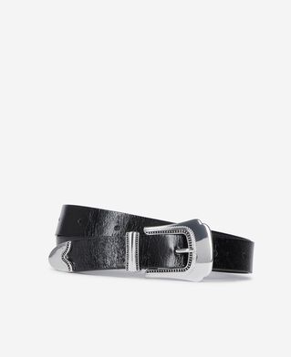 The Kooples FEMME BLACK ceinture fine en cuir noire