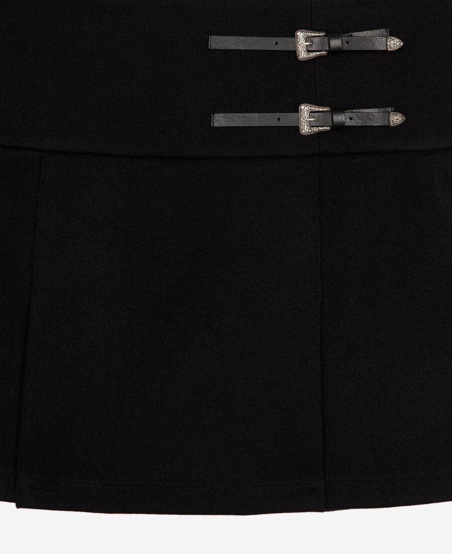 The Kooples F BLACK wrap skirt with short black western buckles