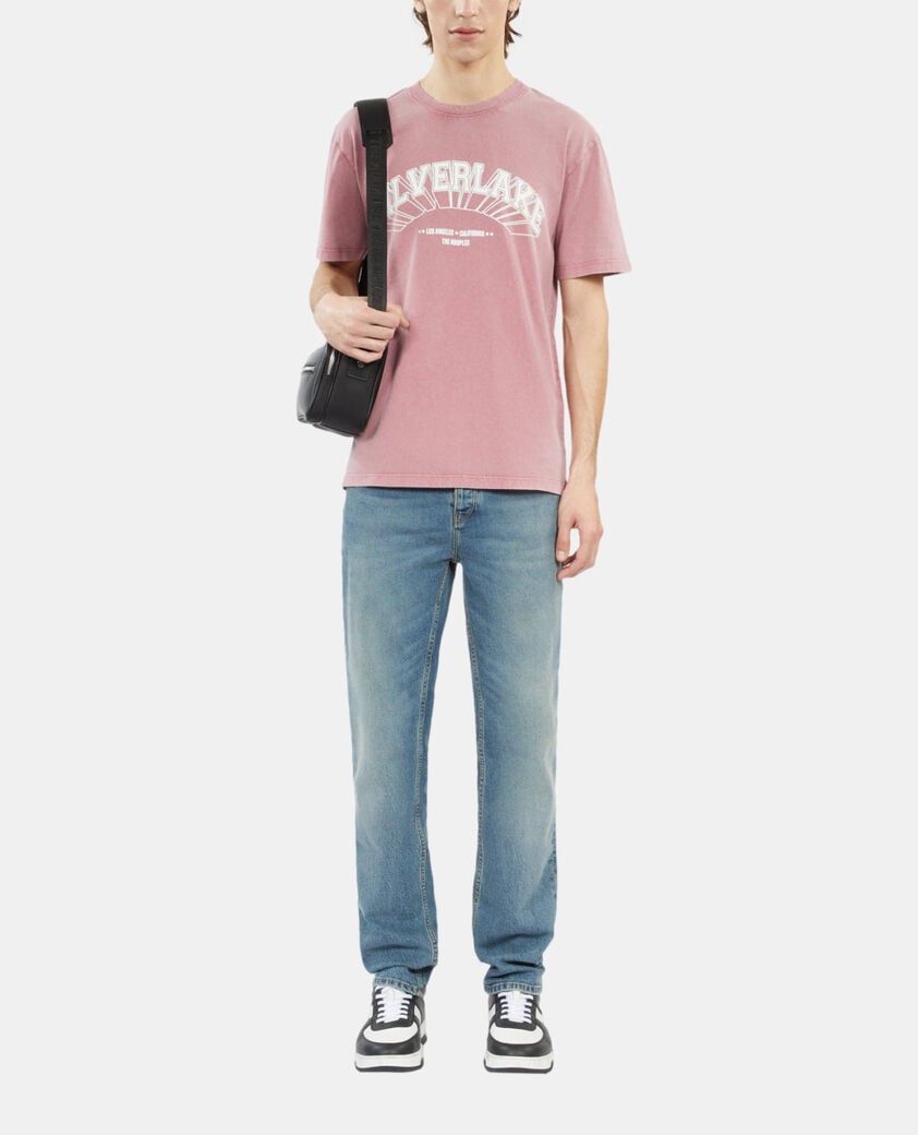 The Kooples MEN PINK WOOD light pink t-shirt with silverlake serigraphy