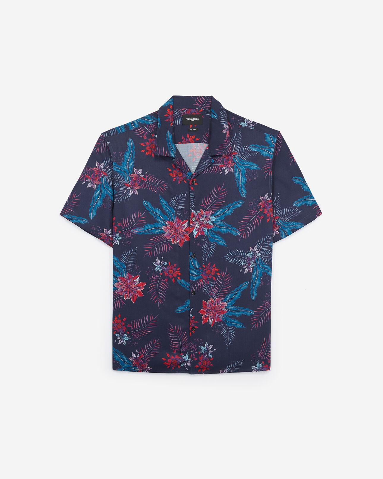 The Kooples HERREN BLUE INK / GREEN / ORANGE langes herrenhemd mit blumen-print