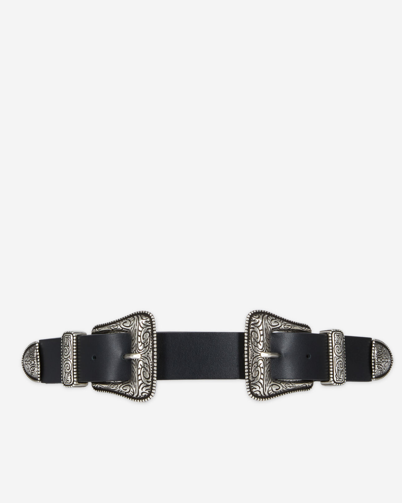 The Kooples WOMEN BLACK wide black leather belt