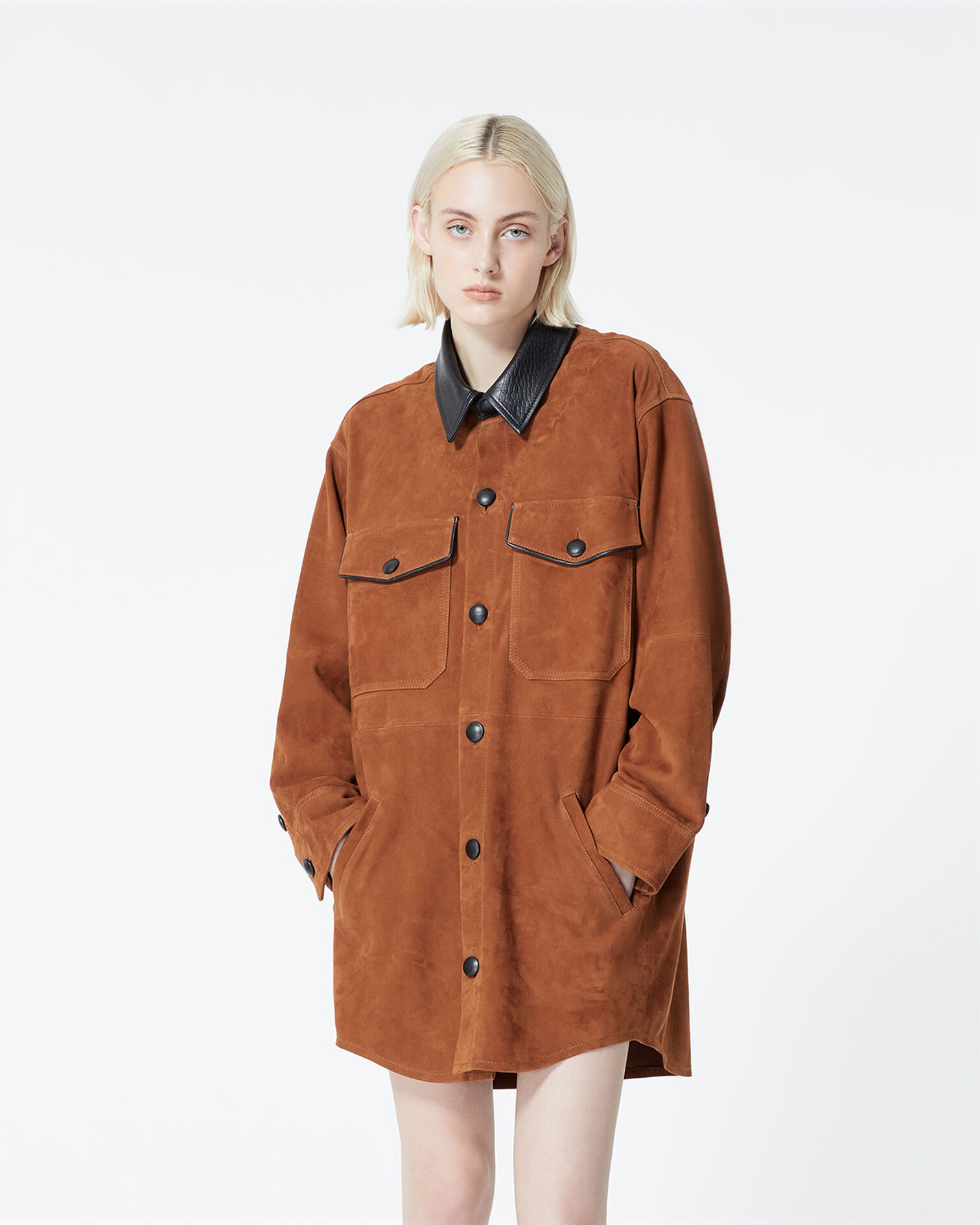 Brown suede shirt, CAMEL, hi-res image number null