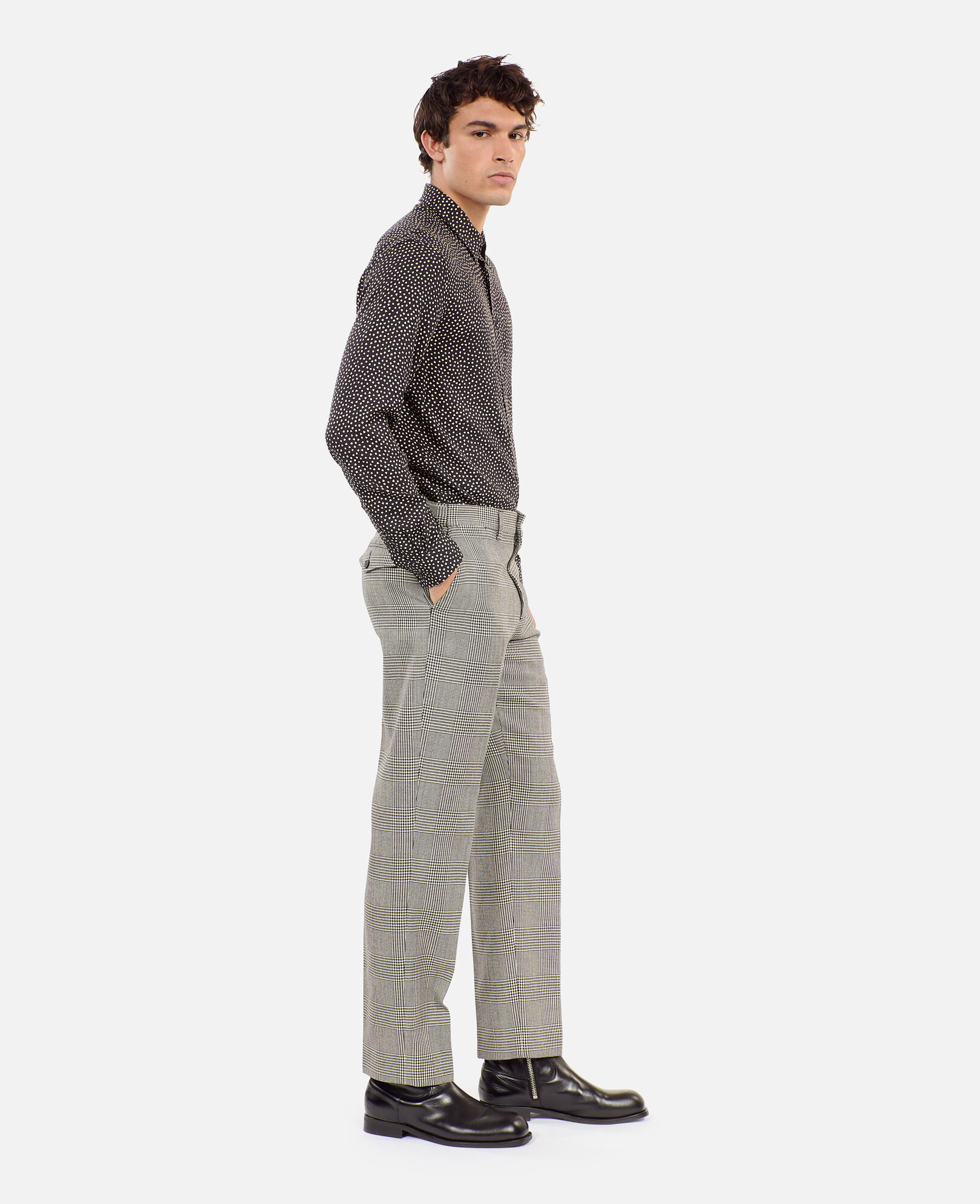 The Kooples MEN BLACK WHITE black and white houndstooth wool suit trousers