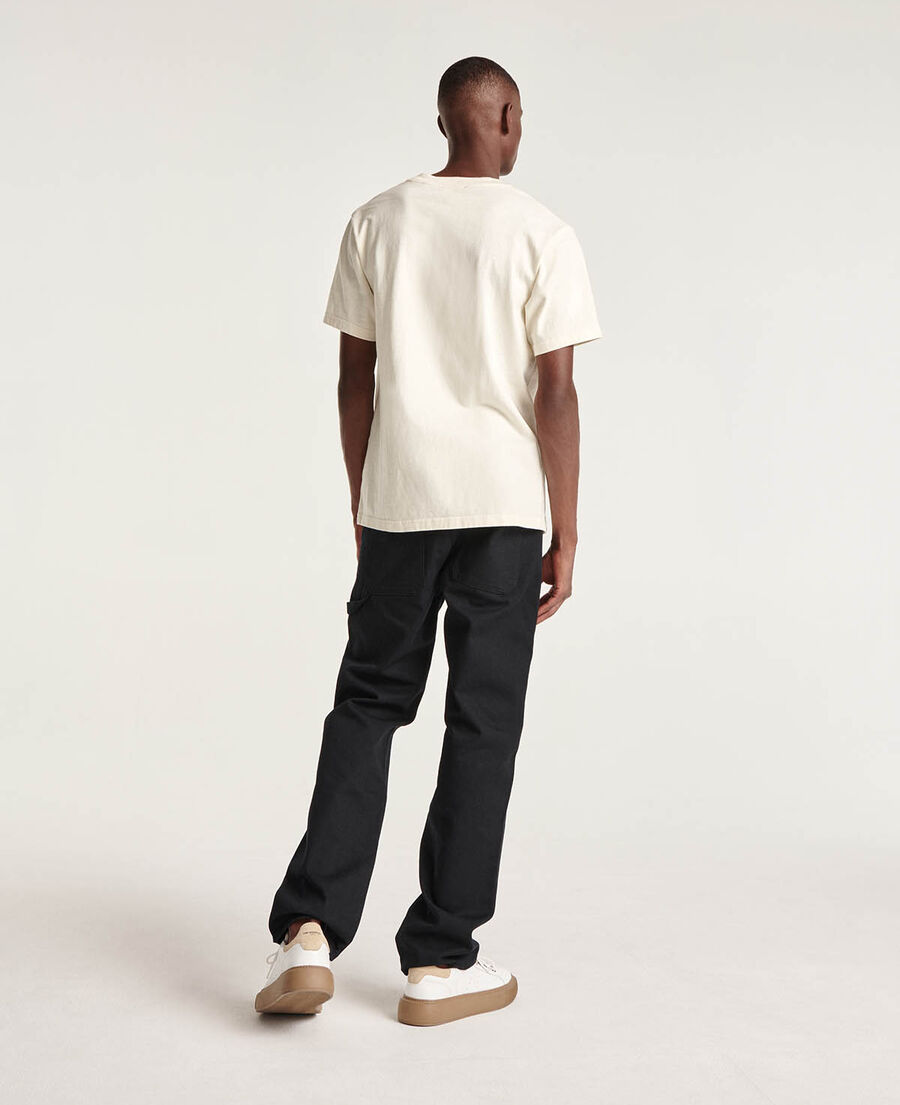 ecru cotton t-shirt printed mountain logo