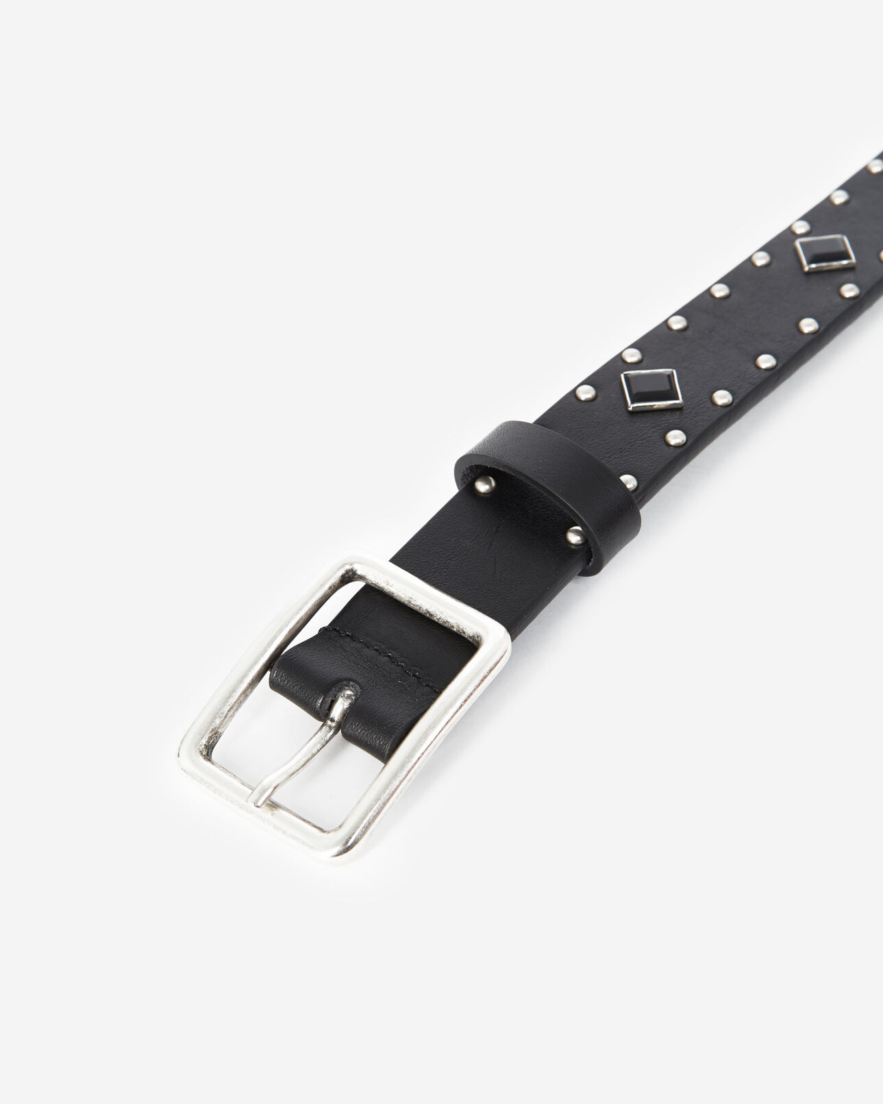 The Kooples MEN BLACK studded smooth leather skinny black belt