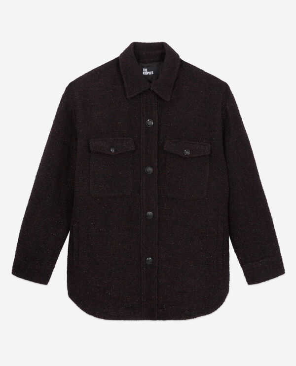 blouson style surchemise bordeaux en tweed