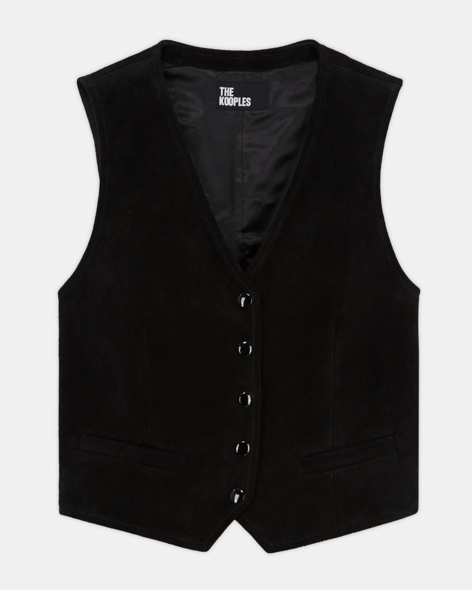 Black leather suit vest, BLACK, hi-res image number null
