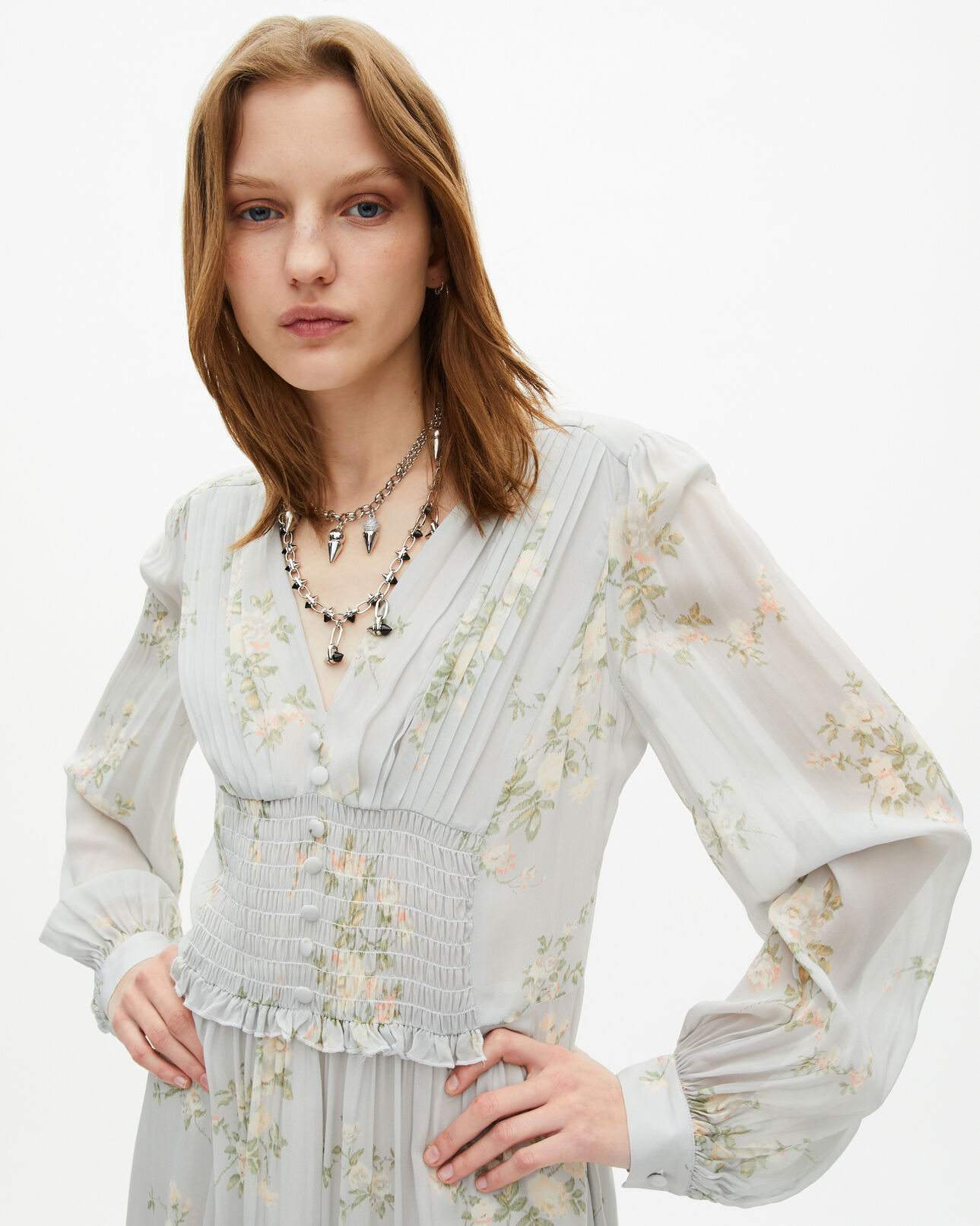 The Kooples DAMEN BLUE kurzes kleid mit blumendruck blau