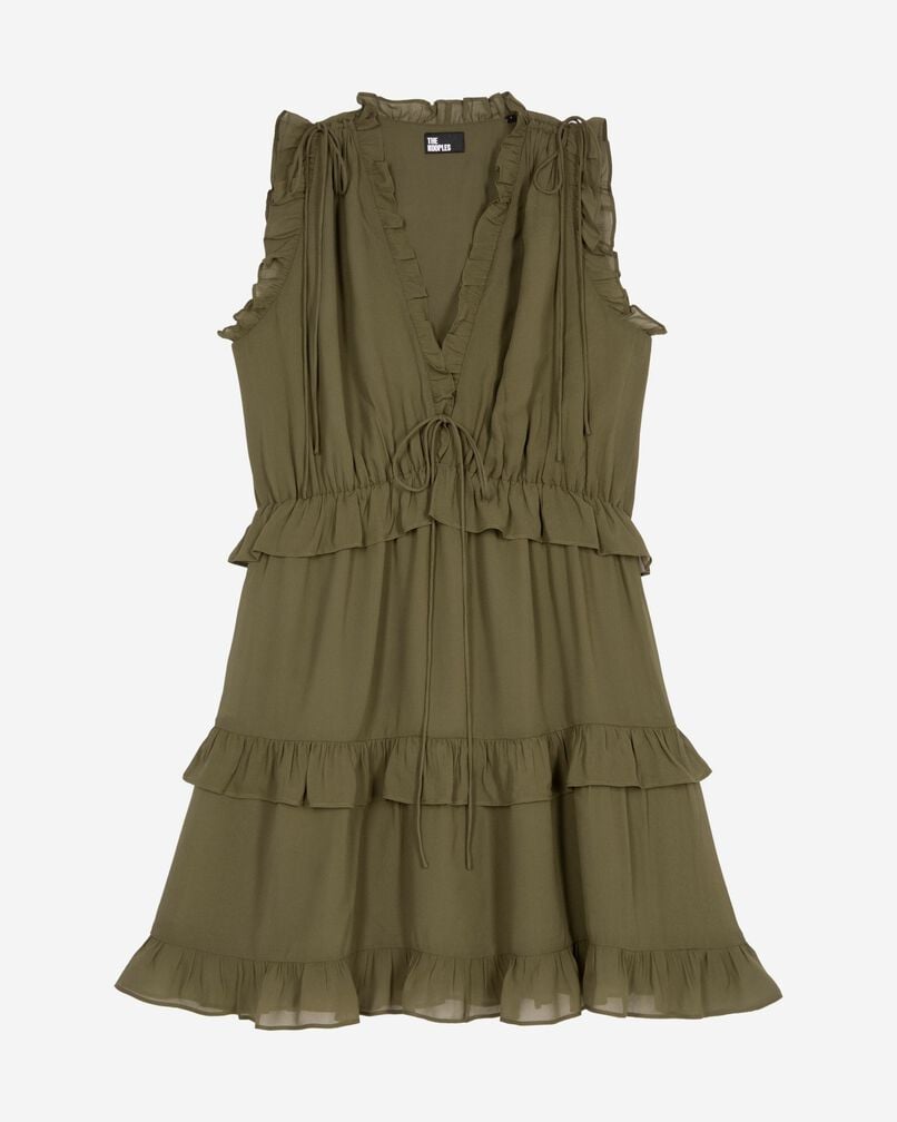 The Kooples FEMME KAKI robe courte avec volants kaki