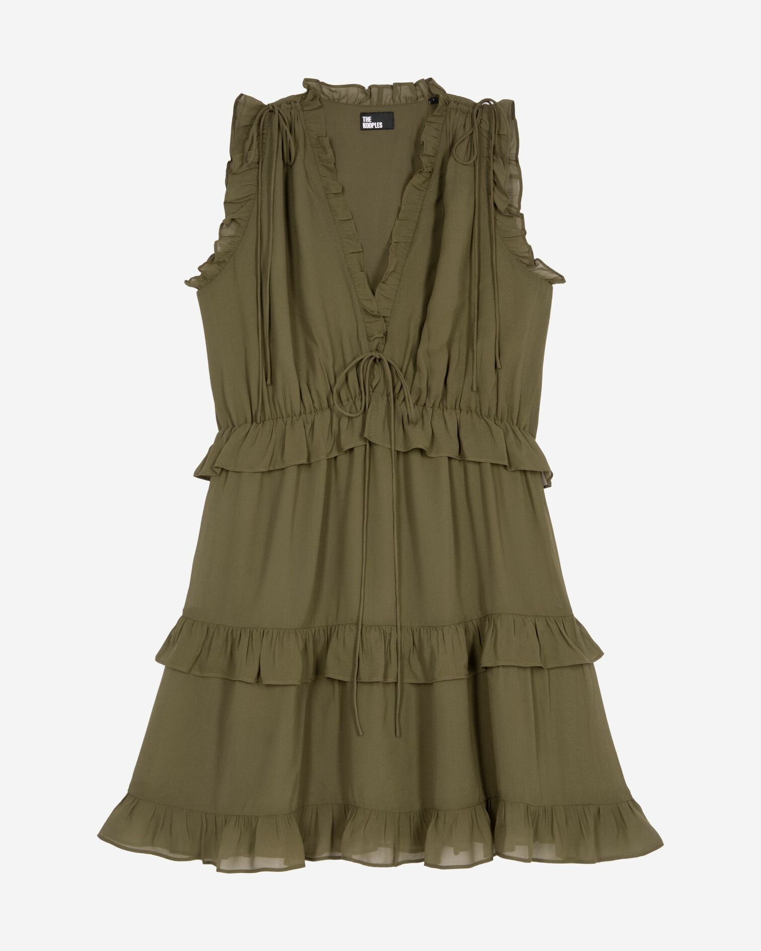 Robe courte avec volants kaki, KAKI, hi-res image number null