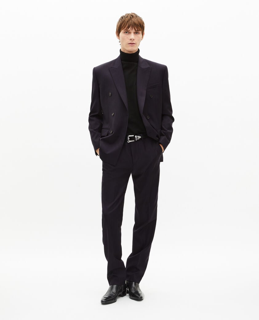 The Kooples H NAVY-RED navy pinstripe double-breasted suit jacket