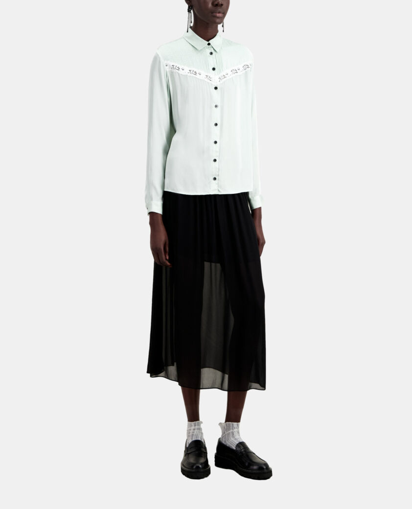 The Kooples FEMME OCEAN chemise vert clair avec détail en dentelle