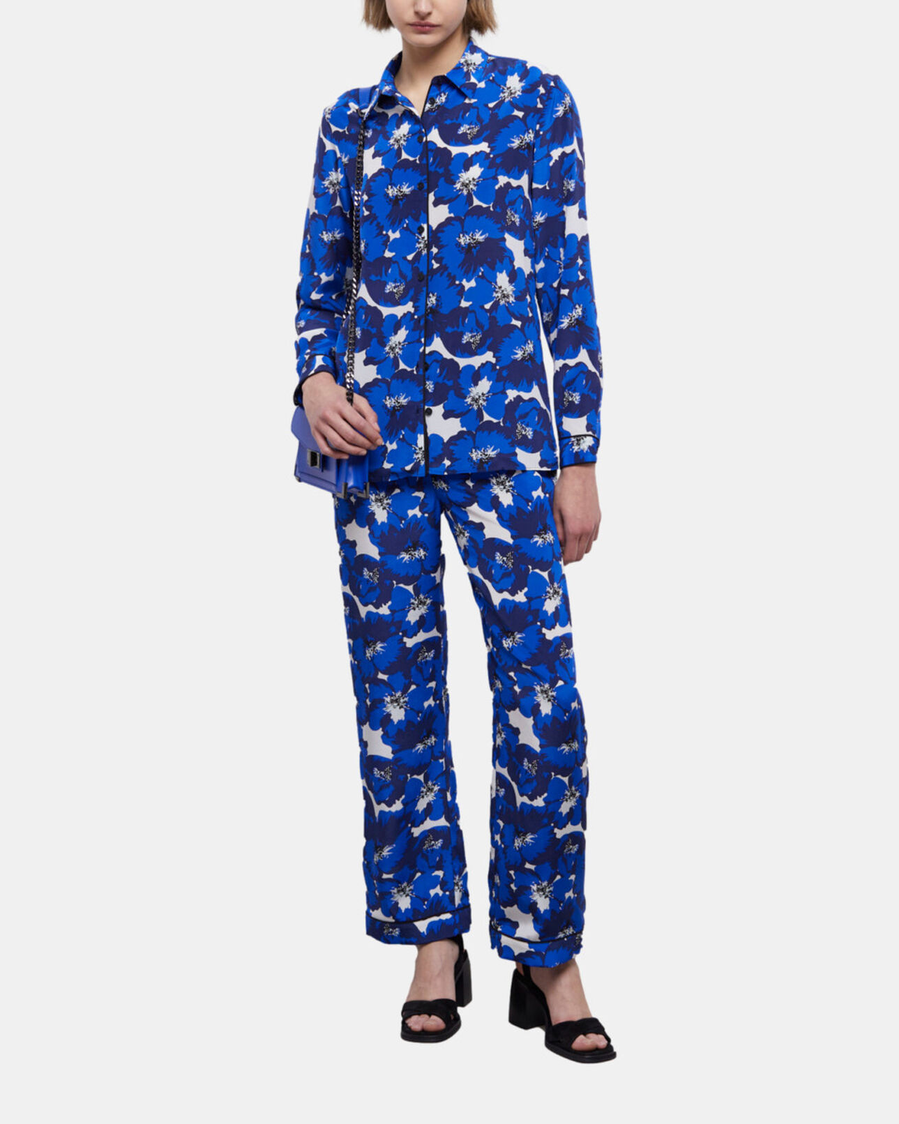 The Kooples WOMEN BLUE silk printed pants