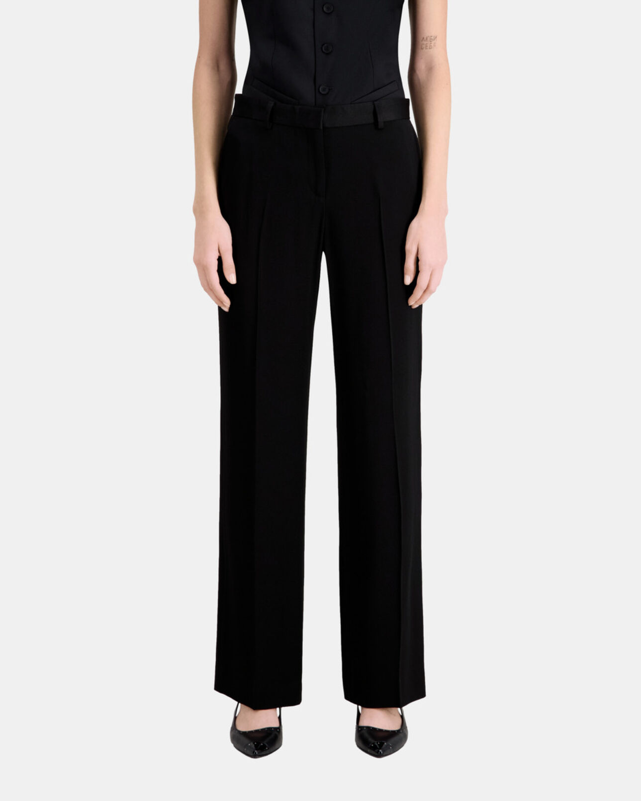 The Kooples DAMEN BLACK schwarze anzughose aus krepp