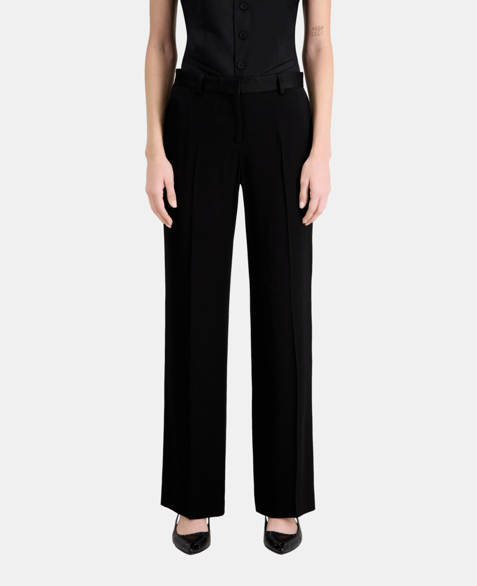 The Kooples DAMEN BLACK schwarze anzughose aus krepp