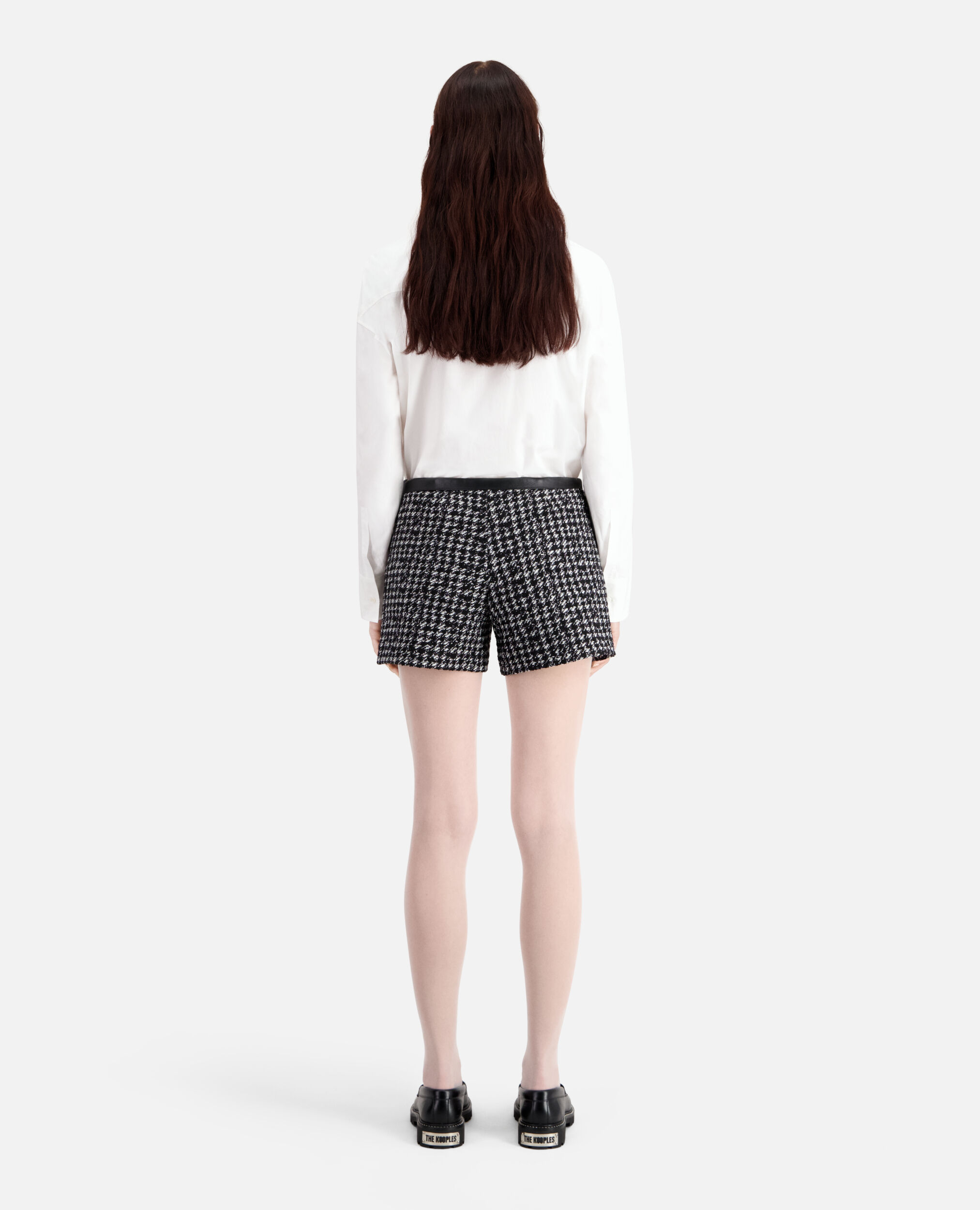 Schwarze Shorts aus Tweed, BLACK WHITE, hi-res image number null