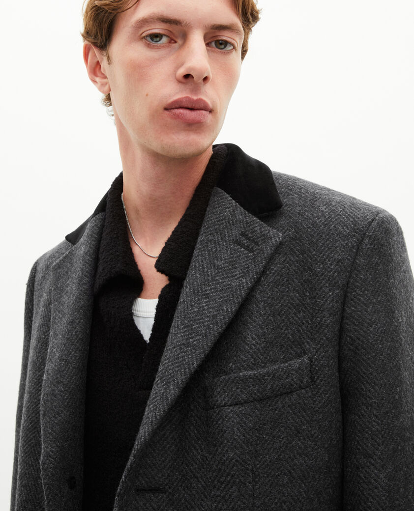 The Kooples HOMME ANTHRACITE manteau long en laine gris anthracite