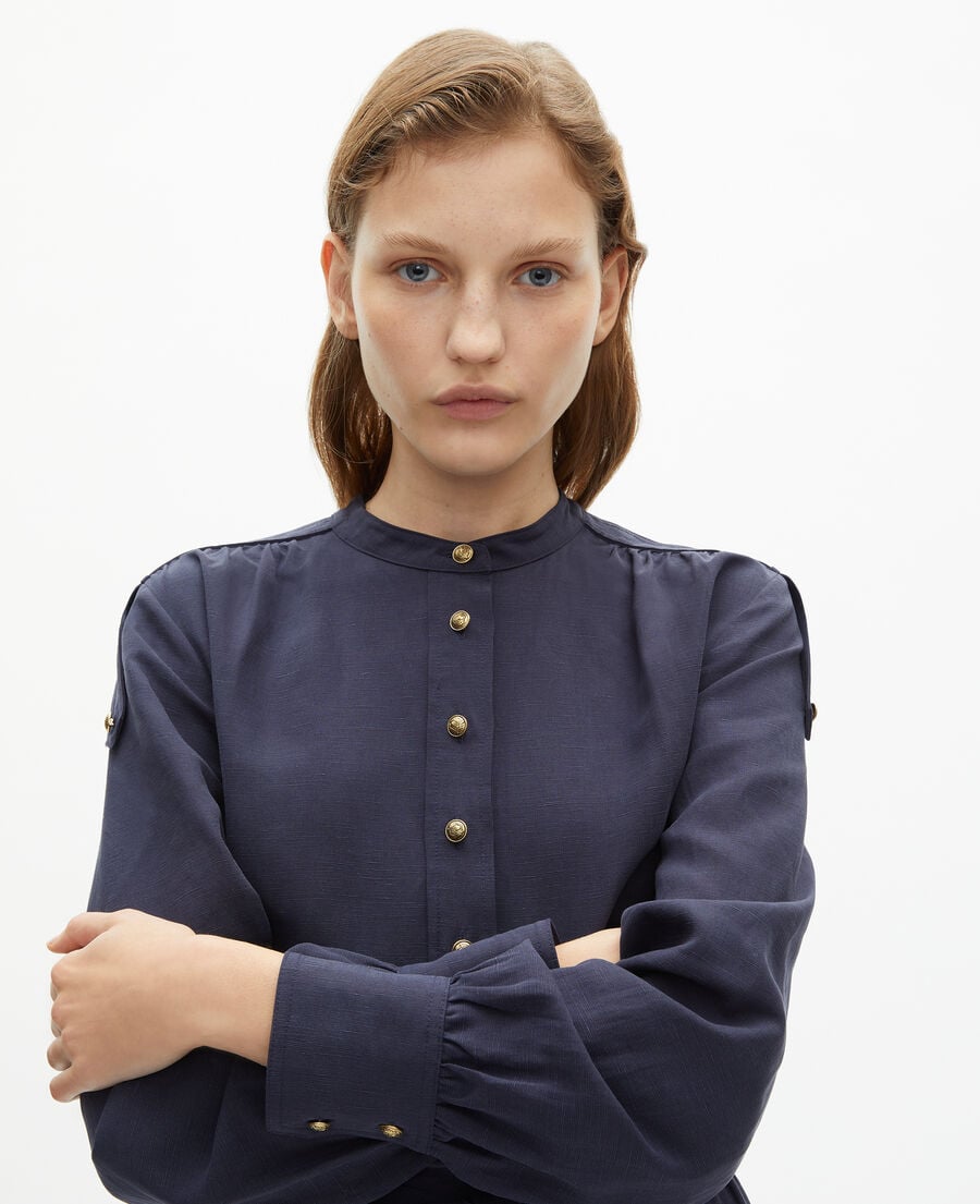 The Kooples DAMEN NAVY kurzes marineblaues leinenkleid