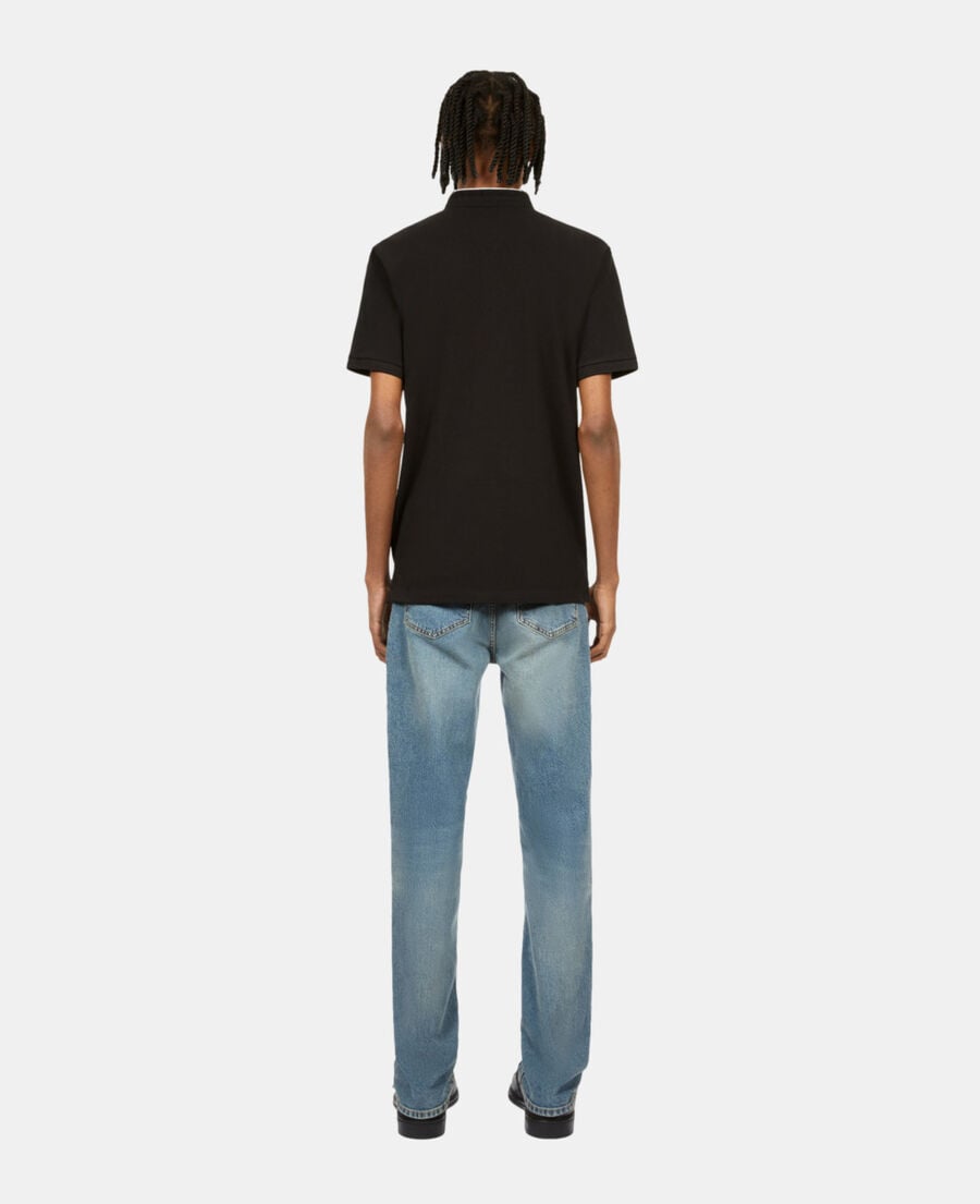 The Kooples H BLACK / WHITE black pique cotton polo t-shirt