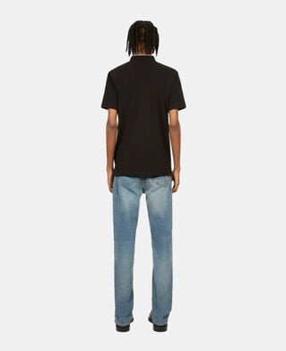 The Kooples H BLACK / WHITE black pique cotton polo t-shirt