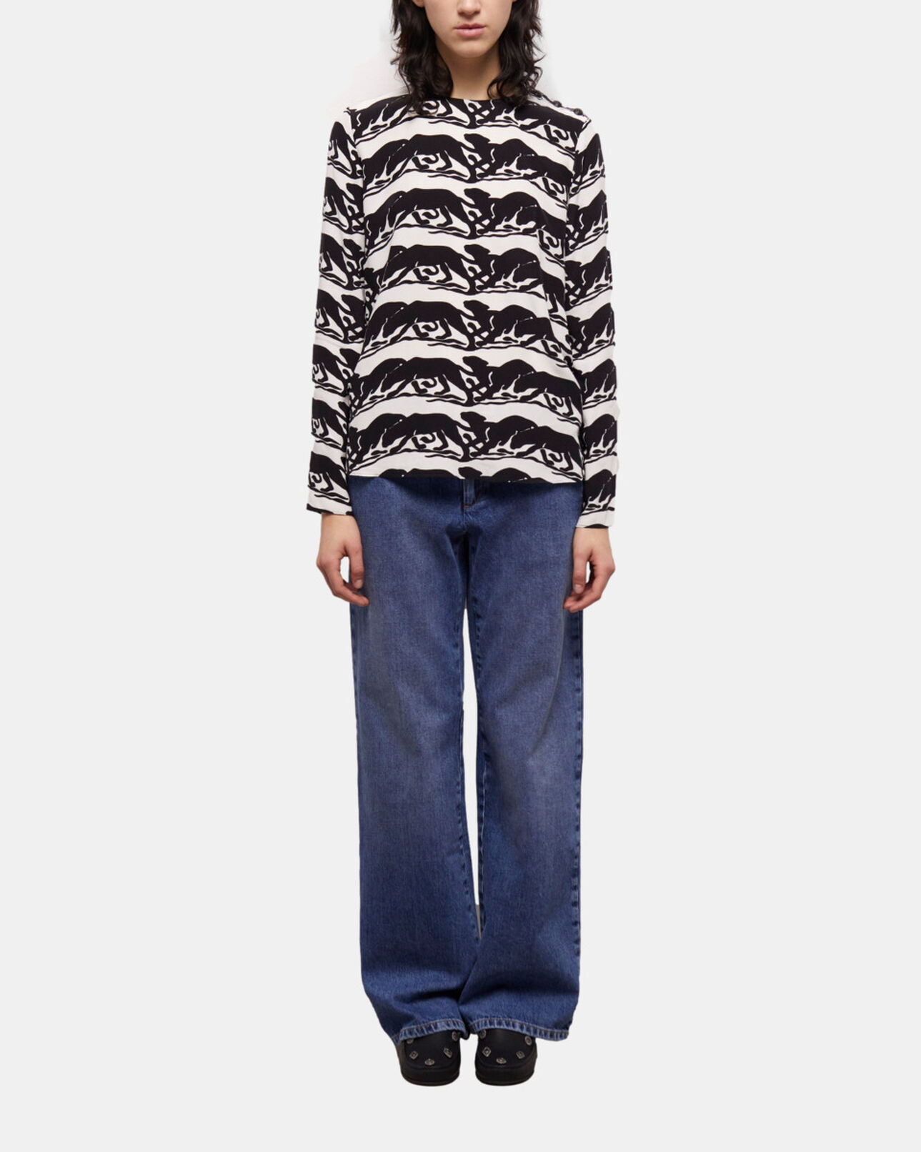 The Kooples FEMME BLACK / WHITE blouse imprimé panthère