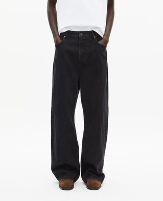 The Kooples MEN BLACK WASHED black ribbed-effect baggy jeans