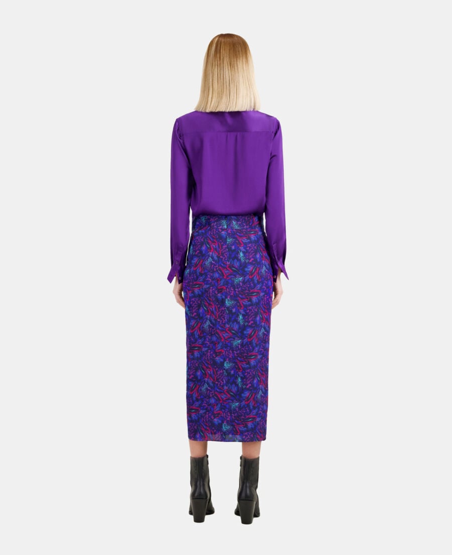 The Kooples WOMEN BLUE RED printed midi skirt