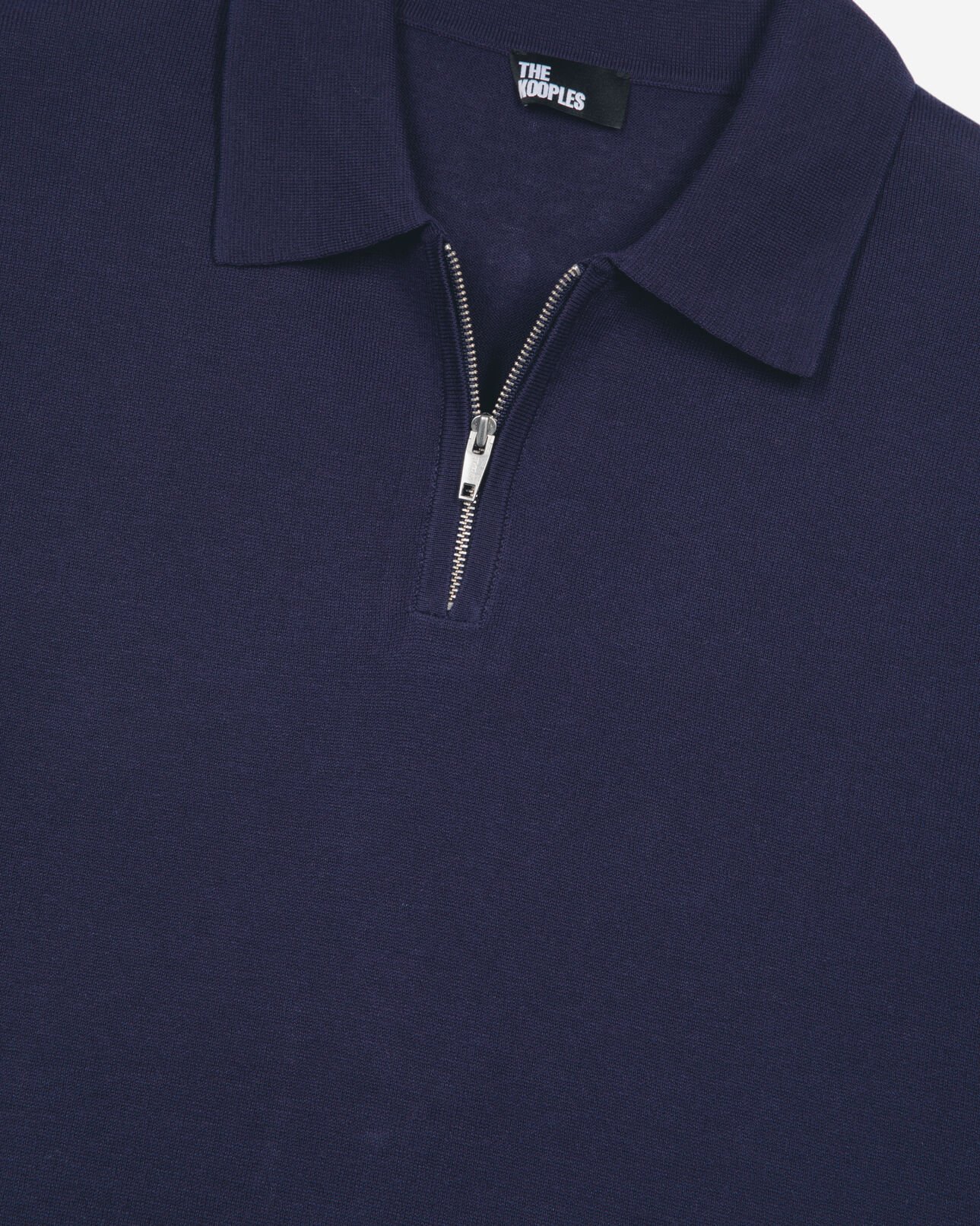 The Kooples HOMME NAVY polo en maille col zippé marine