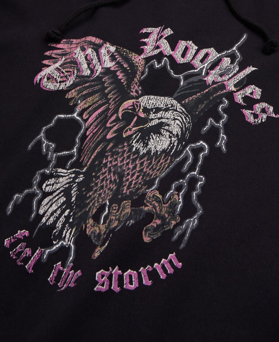 The Kooples F BLACK black sweatshirt with feel the storm serigraphy