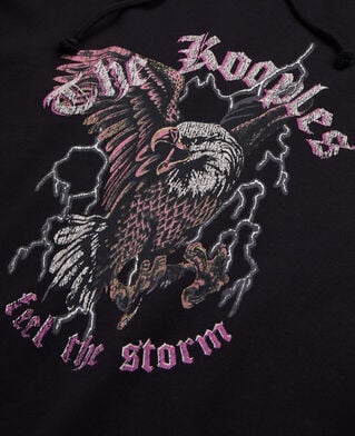 The Kooples F BLACK black sweatshirt with feel the storm serigraphy
