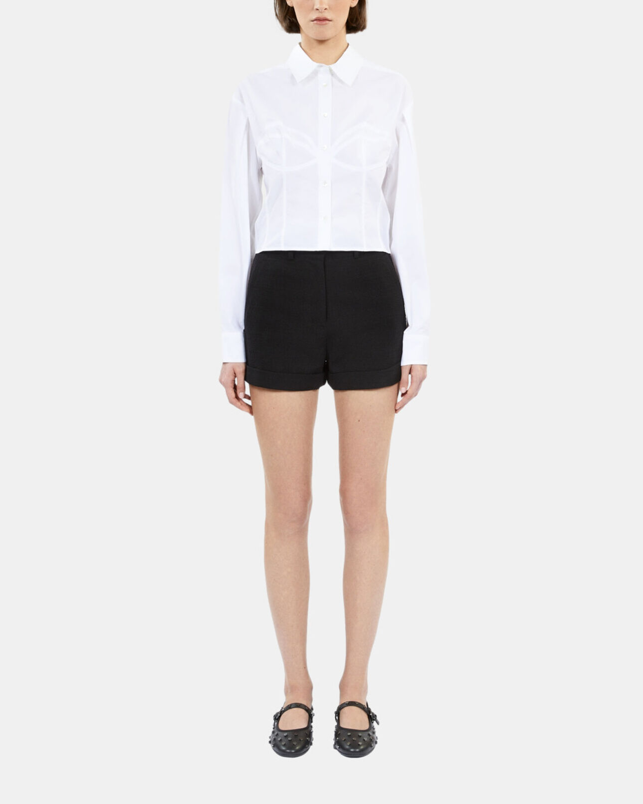 The Kooples MUJER WHITE camisa blanca pespuntes tipo corsé
