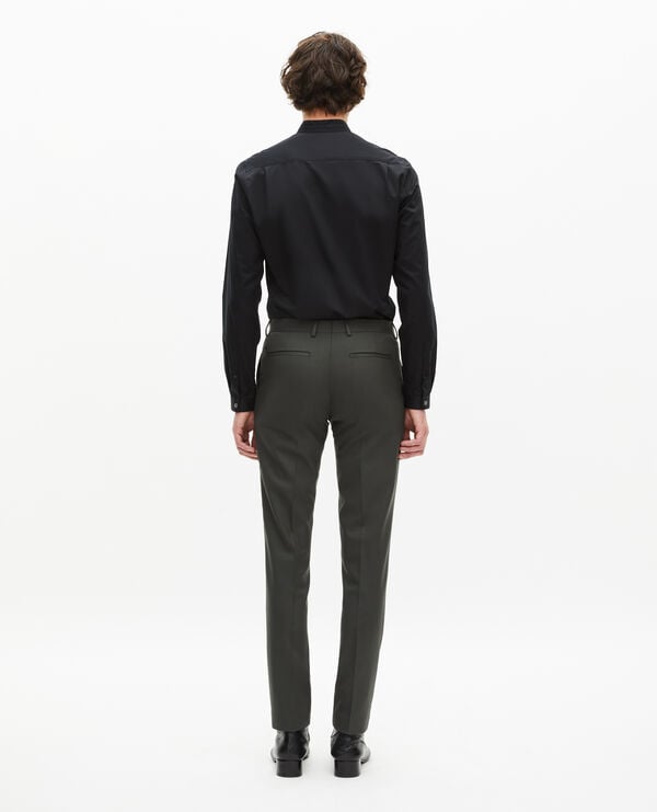 The Kooples HOMME KAKI pantalon de costume en laine kaki coupe ajustée