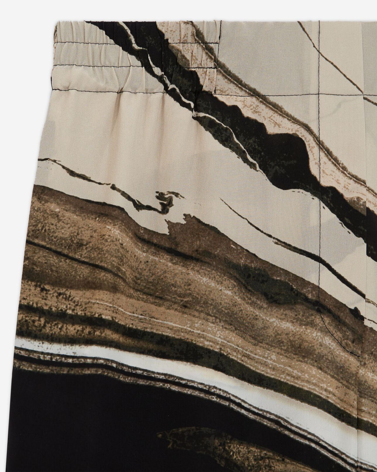 The Kooples WOMEN BEIGE-BROWN printed flowing silk pants