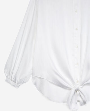 The Kooples WOMEN ECRU roomy flowing knotted ecru top