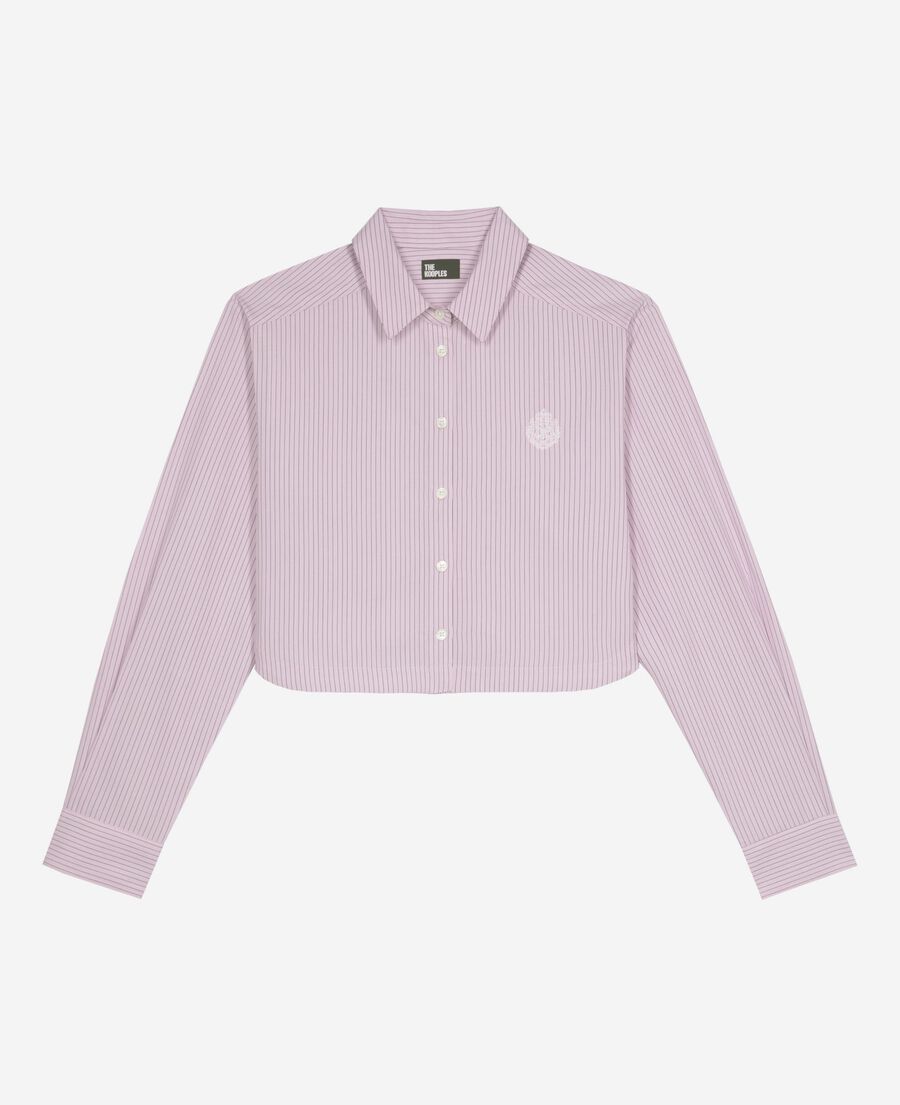 The Kooples FEMME PINK BLACK chemise à rayures en popeline rose