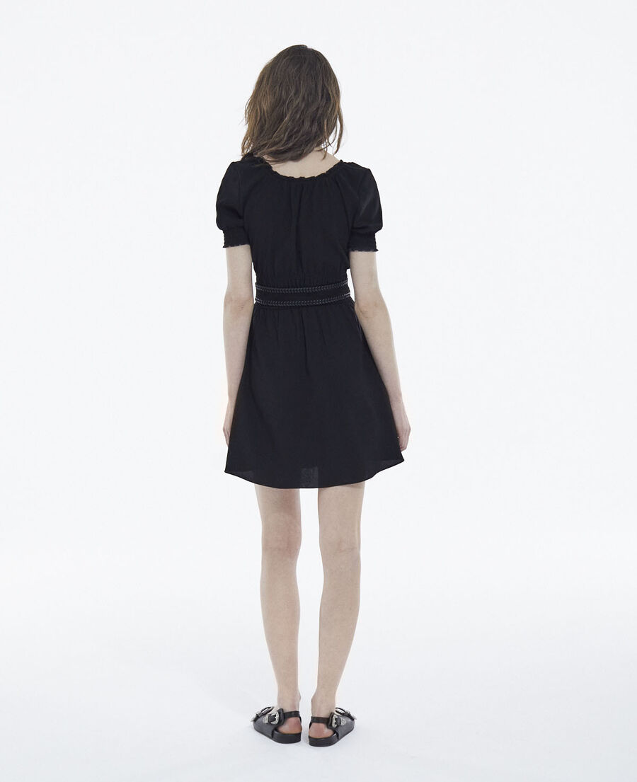 The Kooples DAMEN BLACK leichtes schwarzes kleid mit puffärmeln